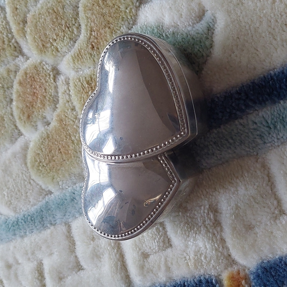 Silver Plated Double Heart Trinket Box